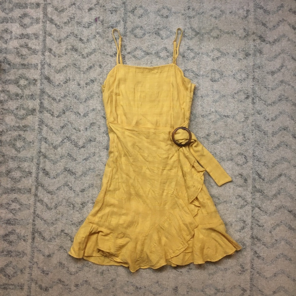 Yellow wrap dress